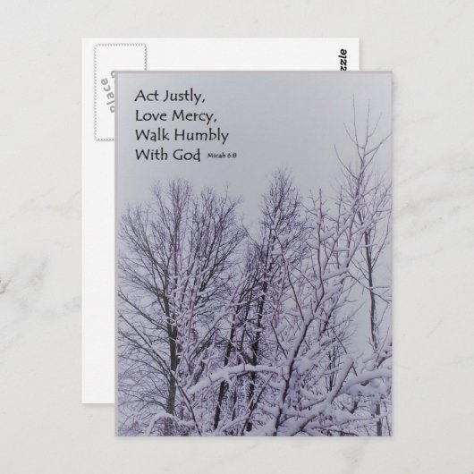 Micah 6:8 Scriptpostkaart Briefkaart (Voorkant / Achterkant)