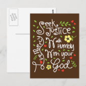 Micah 6 8 Seek Justice Love Mercy Walk Humble Briefkaart (Voorkant / Achterkant)