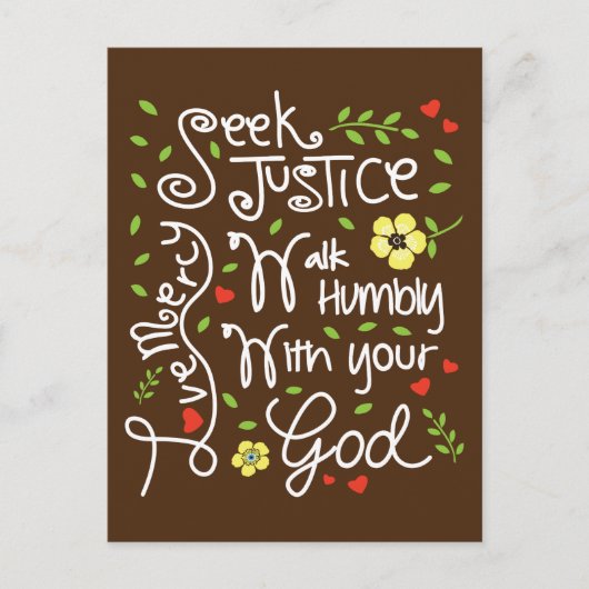 Micah 6 8 Seek Justice Love Mercy Walk Humble Briefkaart (Voorkant)