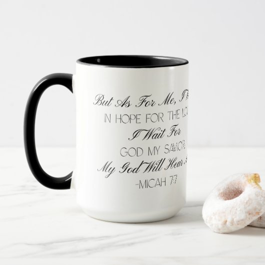 Micah 7:7 Hoop Bijbeltekst Mok (Met donut)