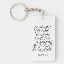Micah 7:8 Handgeschreven Bijbelverse canvas tas Sleutelhanger