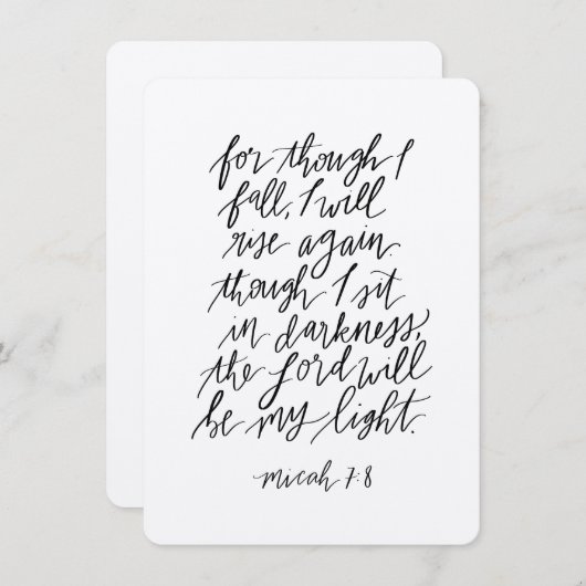 Micah 7:8 Handgeschreven Bijbelversie  Bedankkaart (Voorkant / Achterkant)