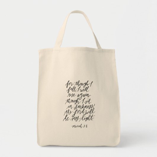 Micah 7:8 Handgeschreven Bijbelversie Citaat Tote Bag (Voorkant)