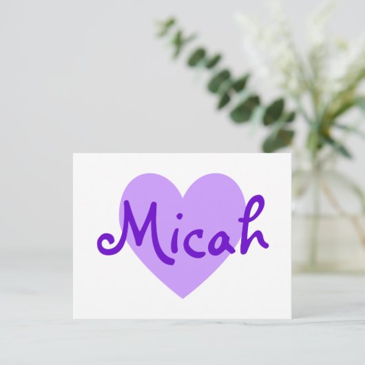 Micah in Paars Briefkaart (Staand voorkant)