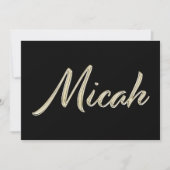 Micah Name white gold Handwriting Karte Kaart (Voorkant)
