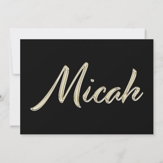 Micah Name white gold Handwriting Karte Kaart (Voorkant)