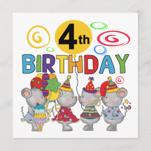 Mice 4th Birthday T-shirts en cadeautjes Kaart