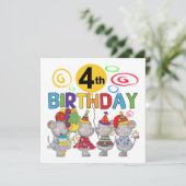 Mice 4th Birthday T-shirts en cadeautjes Kaart (Staand voorkant)