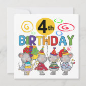 Mice 4th Birthday T-shirts en cadeautjes Kaart (Voorkant)