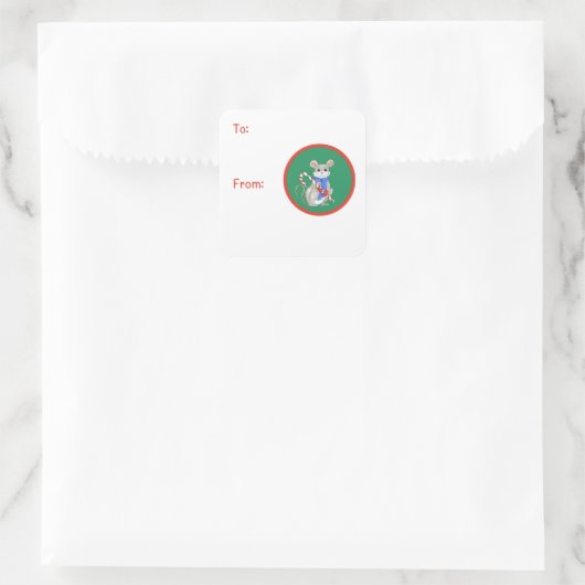 Mice and Candy Canes  Vierkante Sticker (Tas)