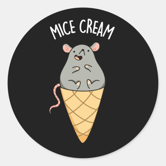 Mice Cream Funny Ice Cream Pun Dark BG Ronde Sticker (Voorkant)