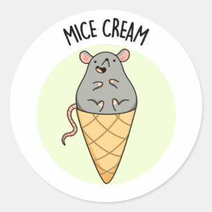 Mice Cream Funny Ice Cream Pun Ronde Sticker