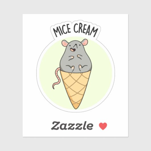 Mice Cream Funny Ice Cream Pun Sticker (Vel)