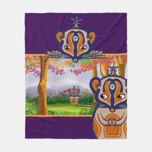 Mice creatures in the field Fleece Blanket (Voorkant)