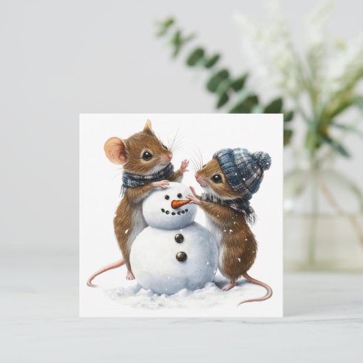 Mice Flat Christmas Kaart (Staand voorkant)