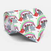 Mice in Love Rainbow Heart Pattern Valentijns Stro Stropdas (Opgerold)