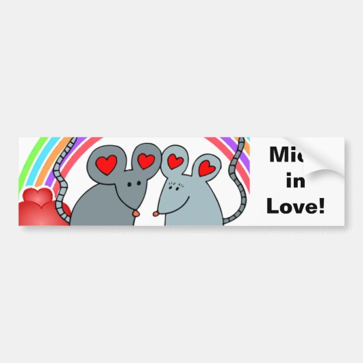 Mice in Love Valentijns Bumpersticker (Voorkant)