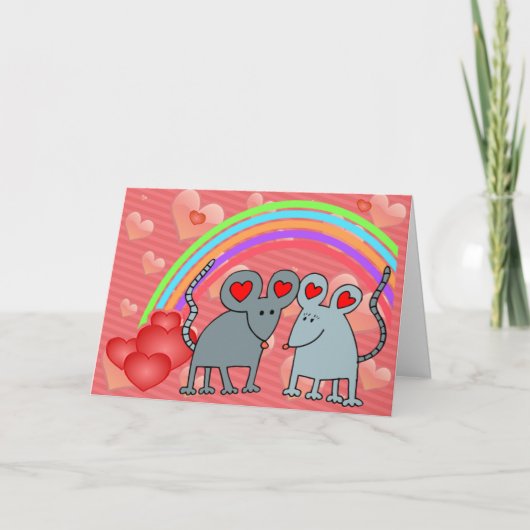 Mice in Love Valentijns Feestdagen Kaart (Voorkant)