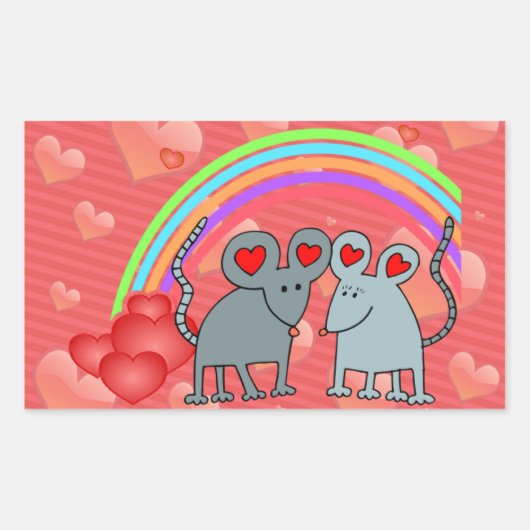 Mice in Love Valentijns Rechthoekige Sticker (Voorkant)