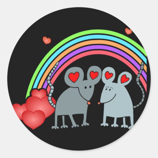 Mice in Love Valentijns Ronde Sticker (Voorkant)