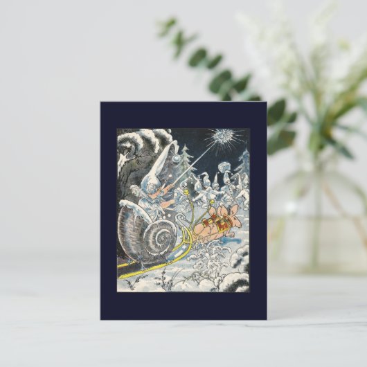 Mice Pulling Snail Sleigh Briefkaart (Staand voorkant)