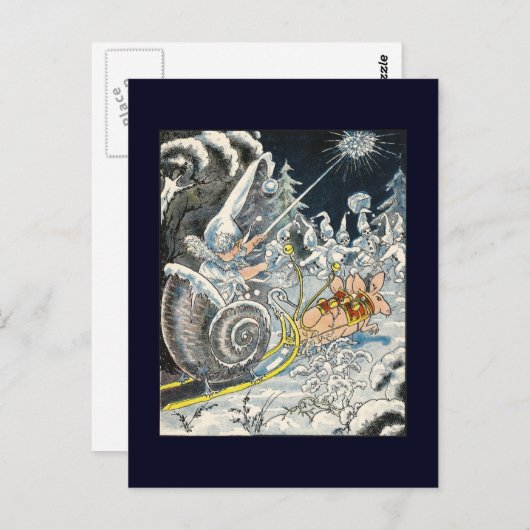 Mice Pulling Snail Sleigh Briefkaart (Voorkant / Achterkant)