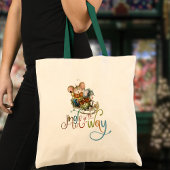 Mice Sleigh Initialen Jingle helemaal glitter Tote Bag