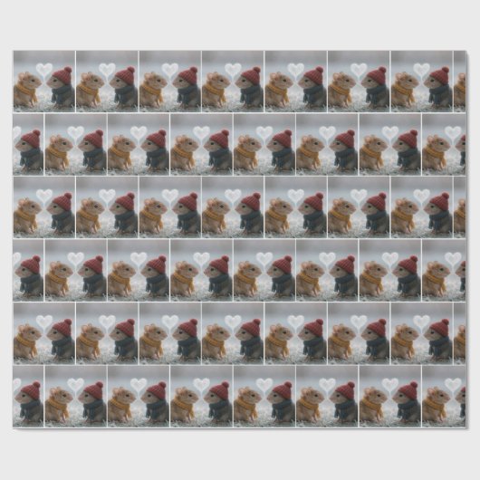 Mice With a Frosty Heart Cadeaupapier (Vlak)