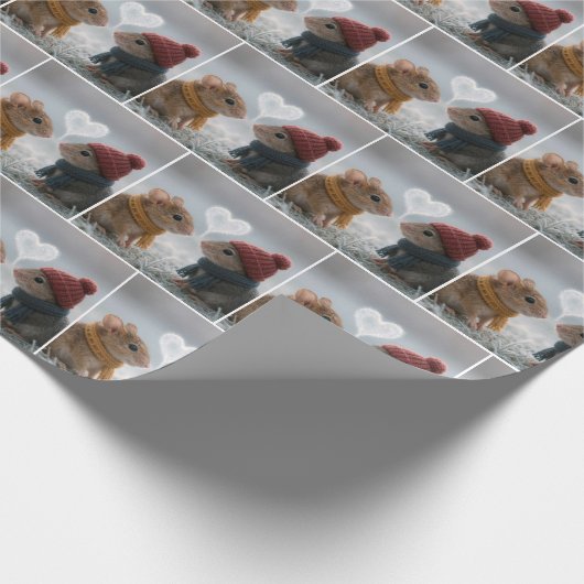 Mice With a Frosty Heart Cadeaupapier (Hoek)