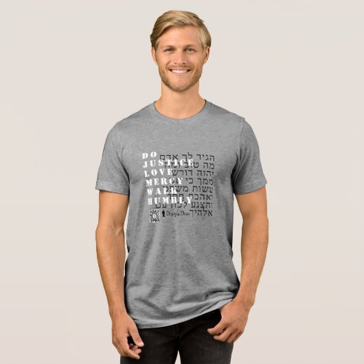 Micha 6:8 Hebreeuws QR shirt (Voorkant volledig)