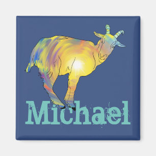 Michael Add Name Goat Colorful Funky Animal Art Magneet