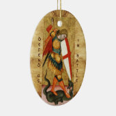 Michael Archangel en Dragon Sienese Gebed Keramisch Ornament (Rechts)