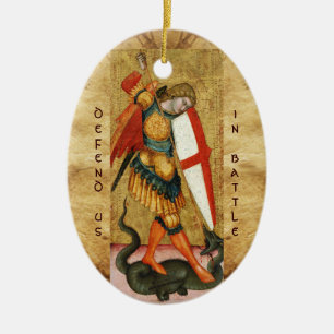 Michael Archangel en Dragon Sienese Gebed Keramisch Ornament