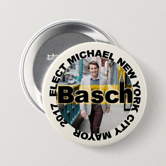 Michael Basch voor burgemeester Ronde Button 7,6 Cm (Voorkant /achterkant)