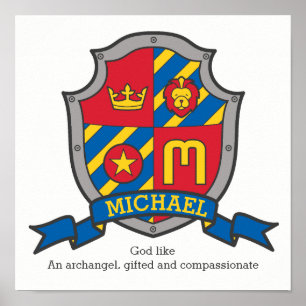 Michael boys M naam betekent rood blauw poster