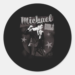 Michael Bublã© op de microfoonstijl Ronde Sticker