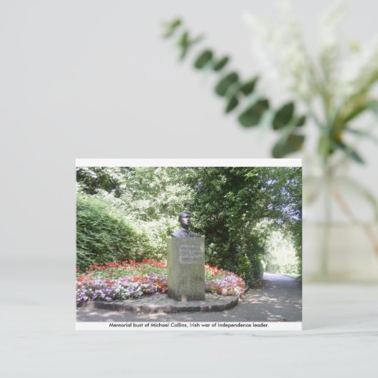 Michael Collins Memorial buste, Dublin Ierland. Briefkaart (Staand voorkant)