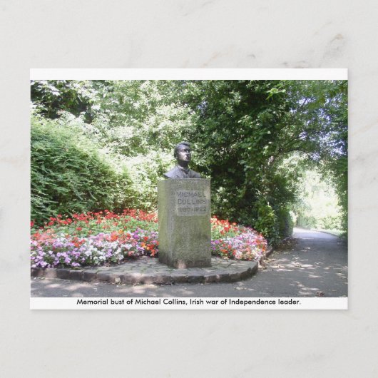 Michael Collins Memorial buste, Dublin Ierland. Briefkaart (Voorkant)