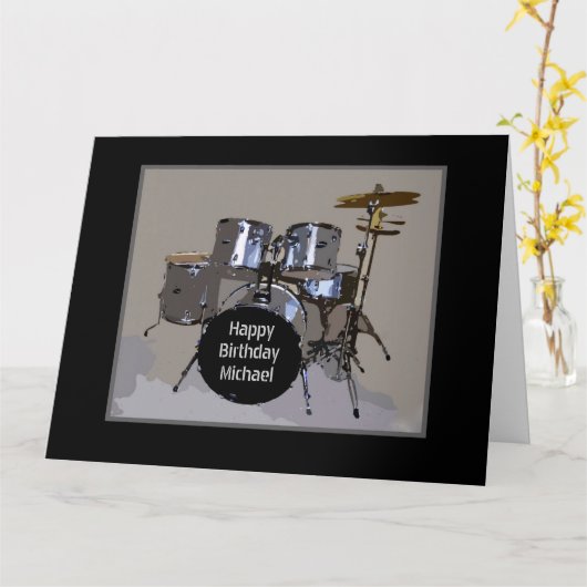 Michael Happy Birthday Drums Groot Card, Kaart (Gele Bloem)