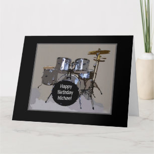 Michael Happy Birthday Drums Groot Card, Kaart