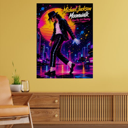 Michael Jackson Moonwalk Koning van de Pop Retro T Poster (Woonkamer 2)