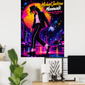 Michael Jackson Moonwalk Koning van de Pop Retro T Poster (Thuiskantoor)