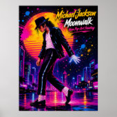 Michael Jackson Moonwalk Koning van de Pop Retro T Poster (Voorkant)