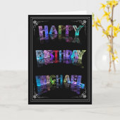 Michael - Naam in Lights wenskaart (foto) Kaart (Gele Bloem)