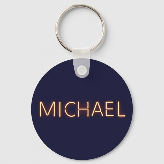 Michael Name in Ggloed Neon Lights Sleutelhanger (Voorkant)