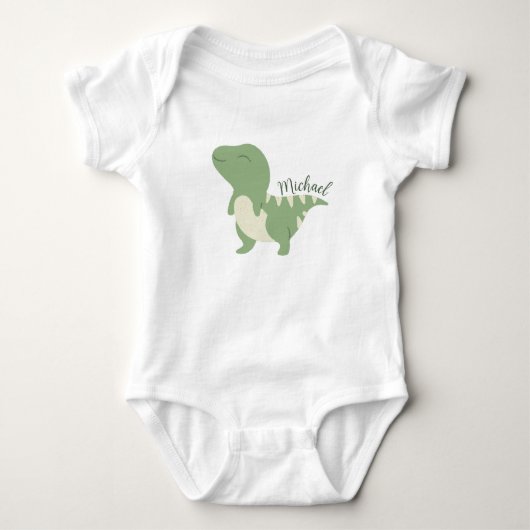 Michael Name Onthult Schattigee Dinosaurus Baby Bo Romper (Voorkant)