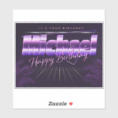 Michael Name Vorname lila retro Sticker Geburtstag (Vel)