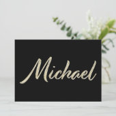 Michael Name white gold Handwriting Karte Kaart (Staand voorkant)