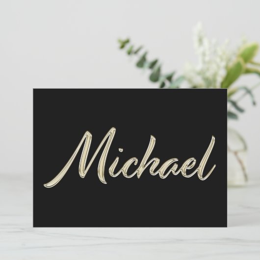 Michael Name white gold Handwriting Karte Kaart