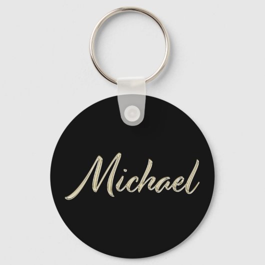Michael Name whitegold Button Schlüsselanhänger Sleutelhanger (Voorkant)
